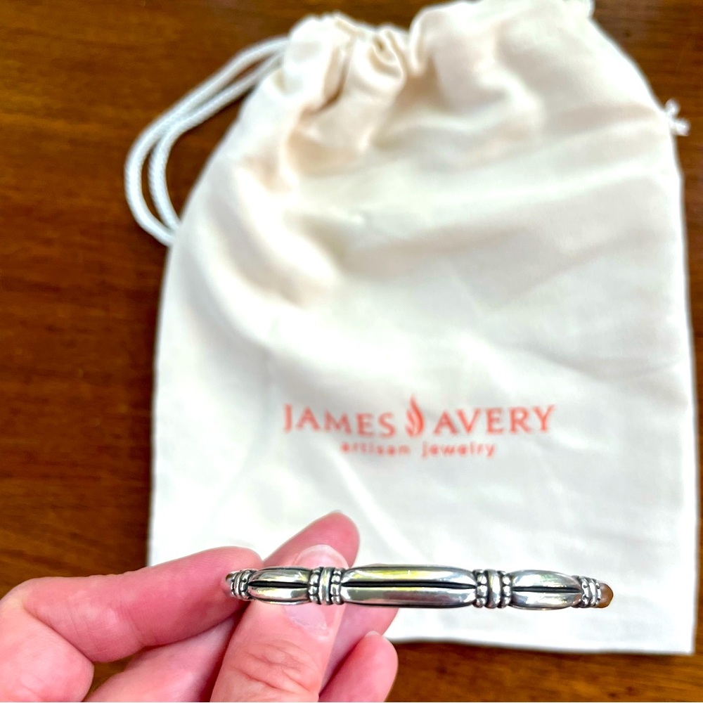 James Avery Retired 925 Sterling Silver Thatch Station Bangle Bracelet - Picture 3 of 7
